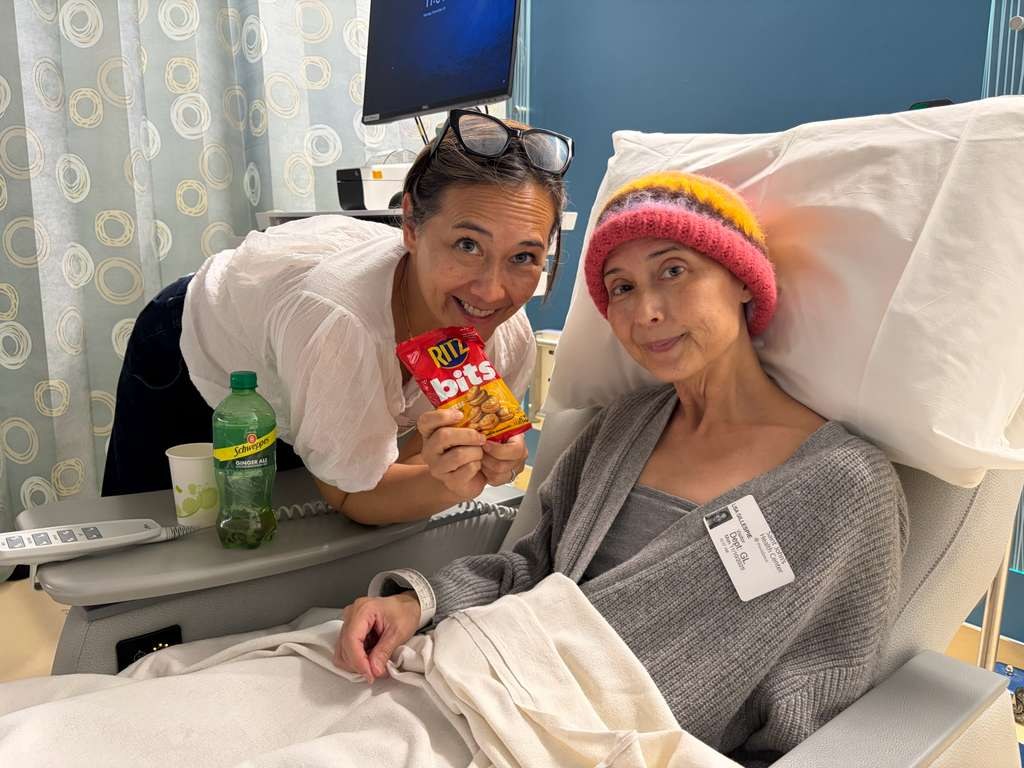 Lisa with a friend during treatment