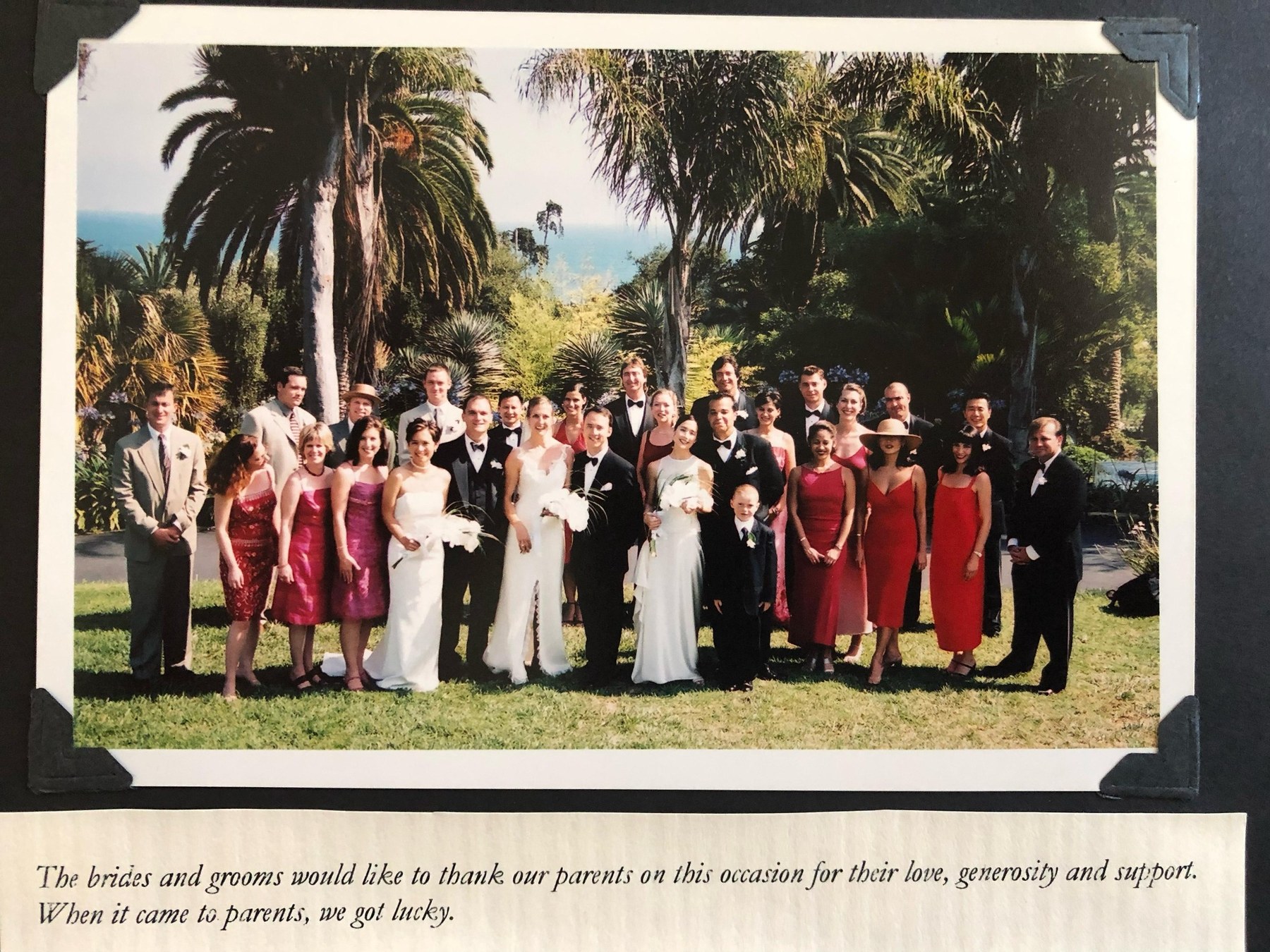 A wedding gathering outdoors