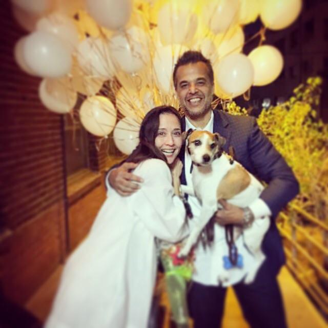 Lisa with Dan and their dog